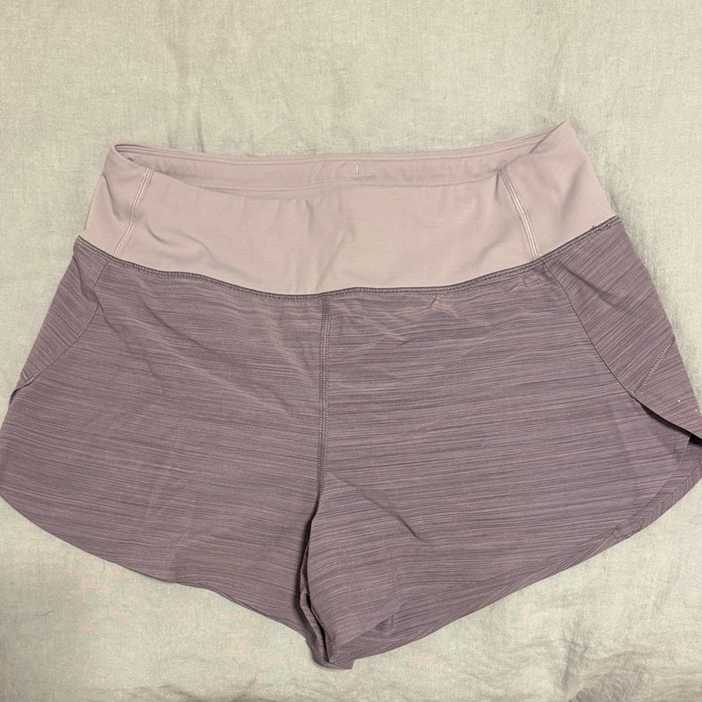 Athleta Two-Tone Mauve Athletic Shorts with Blush Waistband